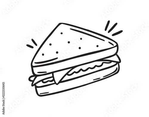 sandwich doodle hand drawn icon. Outline drawing sandwich line clipart symbol