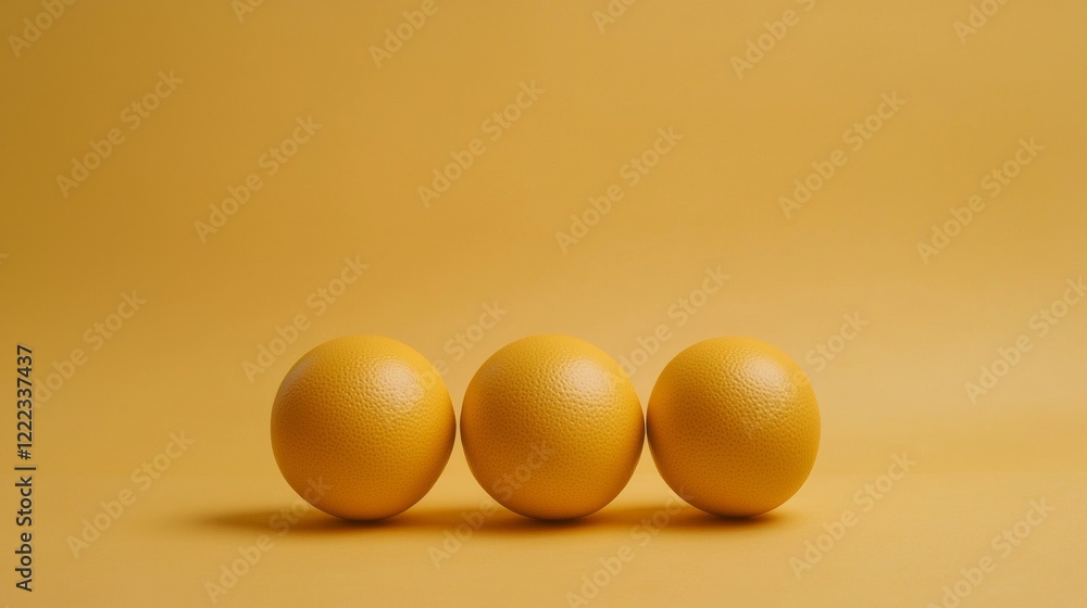 Minimalistic composition of three yellow spheres on a warm background Minimalistic composition of three yellow spheres on a warm background