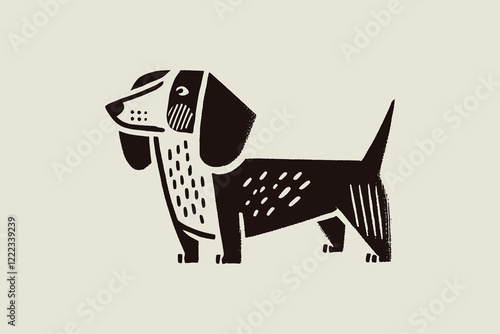 Vintage vector illustration of a dachshund in engraving style