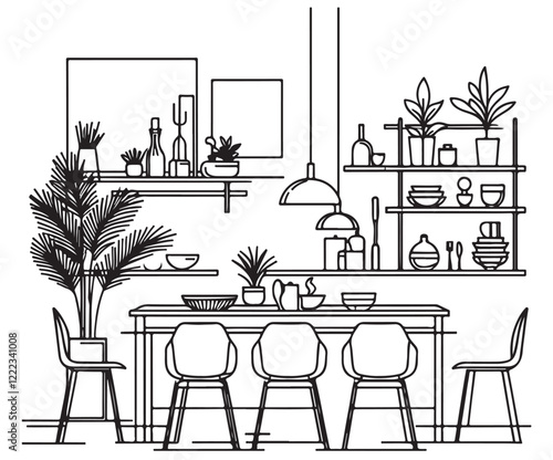 Hand drawn dinner table vector illustration. Sketch