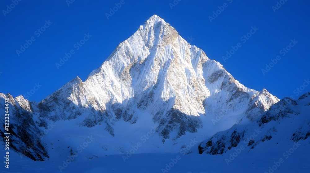 Obraz premium Majestic Snowy Mountain Peak under Blue Sky