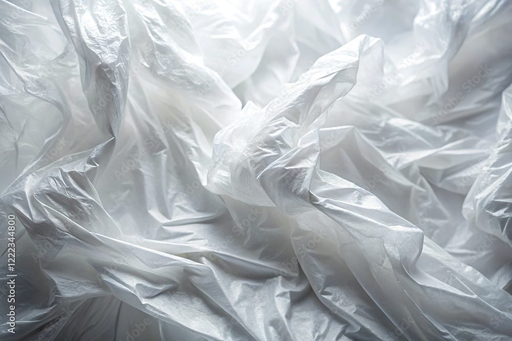 Fototapeta premium Abstract Wrinkled Plastic Texture: Minimalist White Double Exposure Stock Photo