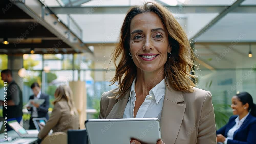 The Confident Businesswoman with Tablet The Confident Businesswoman with Tablet