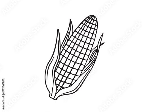 ear of corn doodle hand drawn icon. Outline drawing ear of corn line clipart symbol