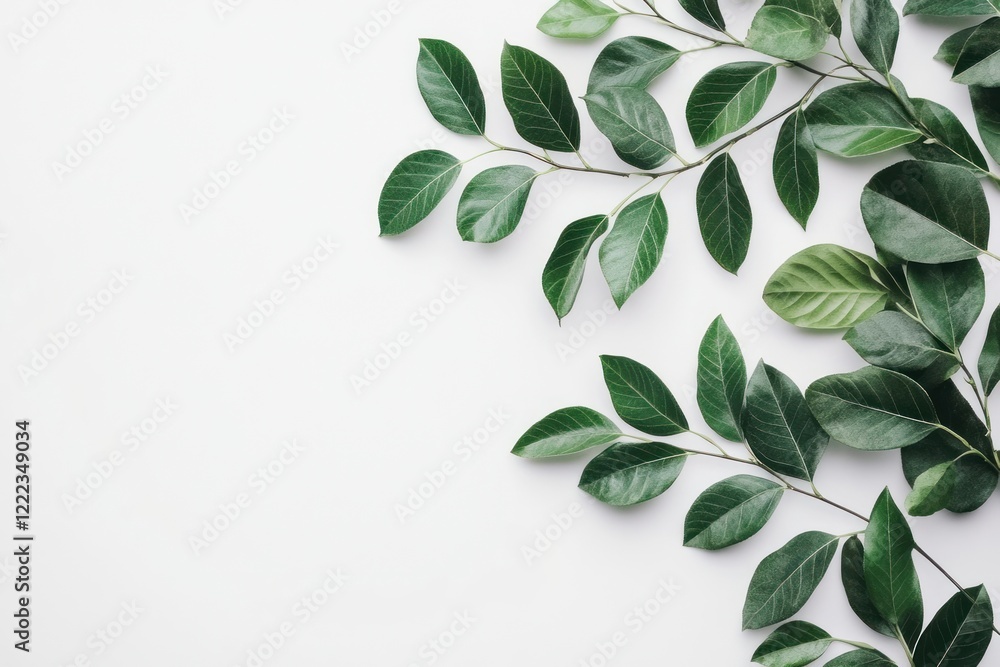 Naklejka premium Green leaves of tree branches leaf background green.