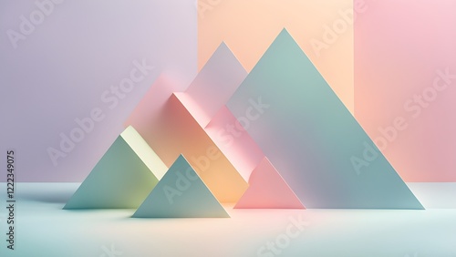 Free Download Abstract pastel-colored triangular geometric shapes against a soft-hued background. - GFXLoad