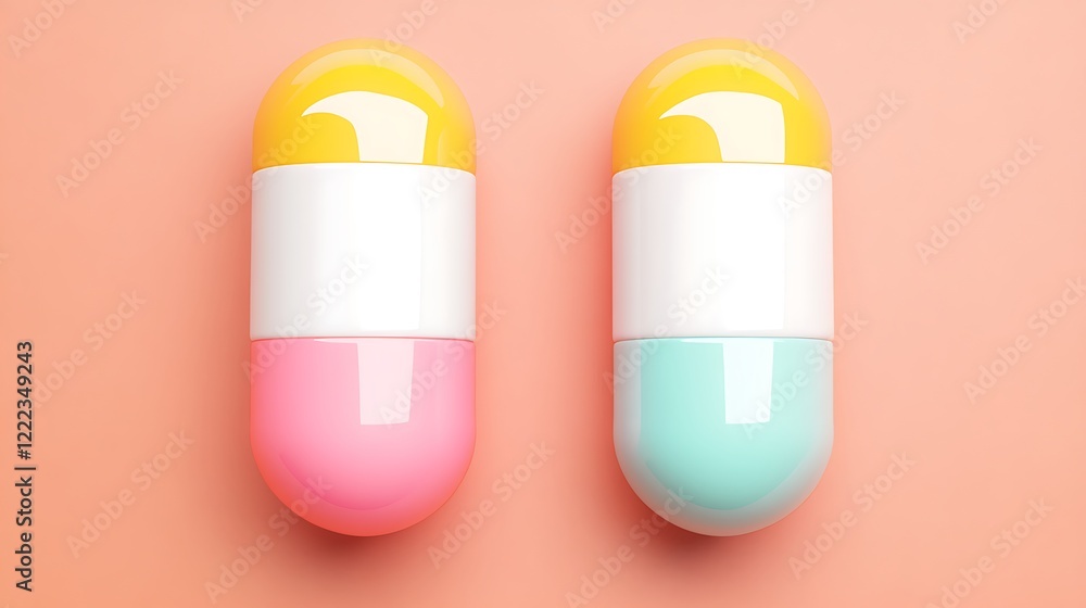 Colorful Capsule Pills on Soft Pink Background Ideal for Health and Wellness Concepts and Pharmaceutical Design Colorful Capsule Pills on Soft Pink Background Ideal for Health and Wellness Concepts and Pharmaceutical Design
