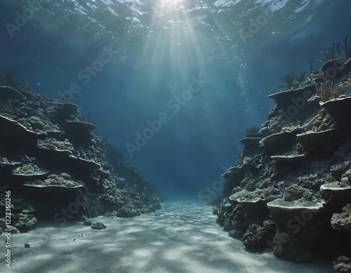 underwater scene with coral reef