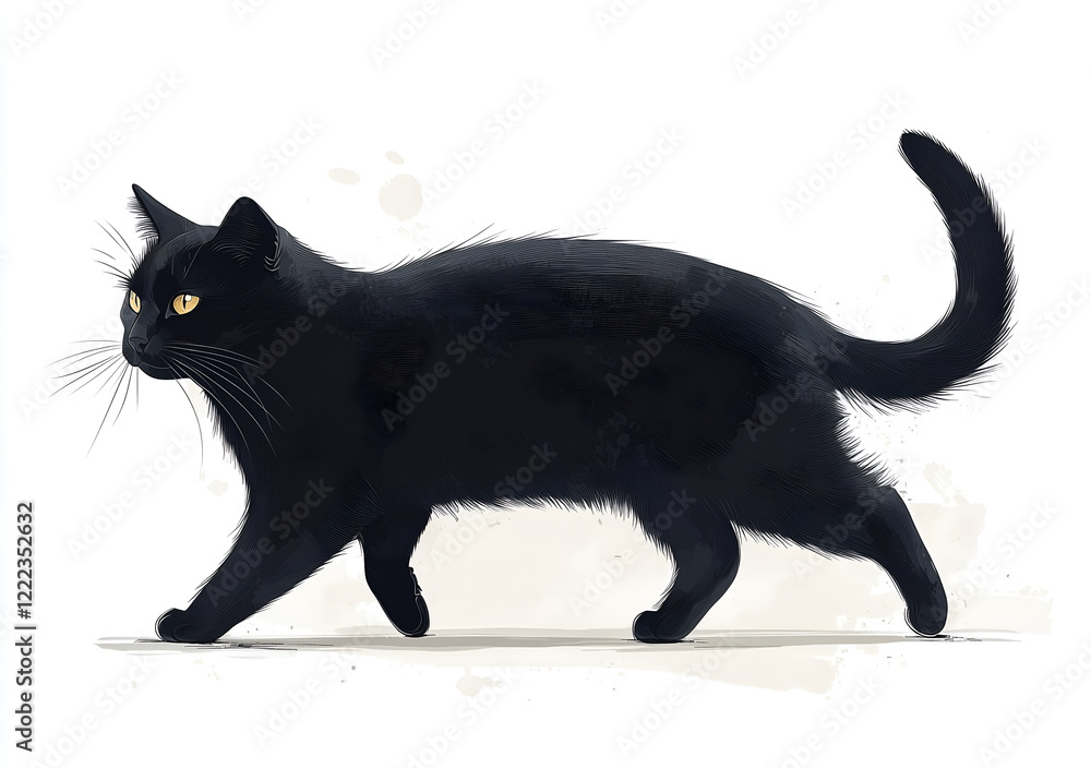 black cat, vector illustration on a white background black cat, vector illustration on a white background