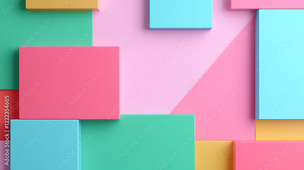 Colorful Geometric Shapes on a Pastel Background Perfect for Modern Design and Creative Projects