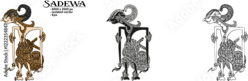 vector traditional art of wayangkulit sadewa characters from Indonesia