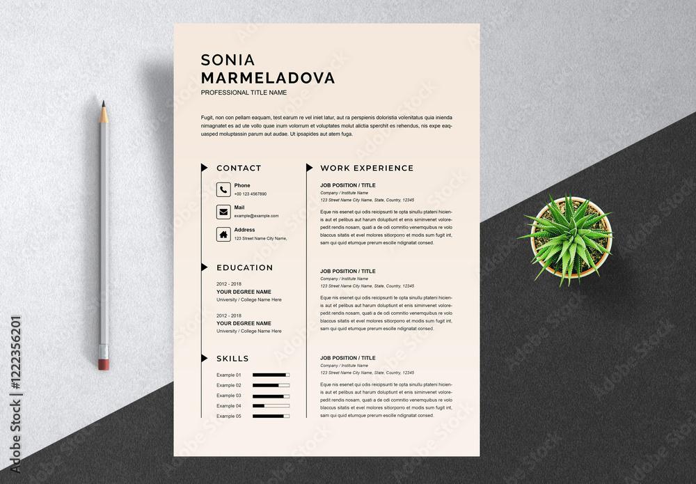 Clean Resume Template Layout Stock Template | Adobe Stock