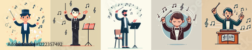 A vector collection of a music composer