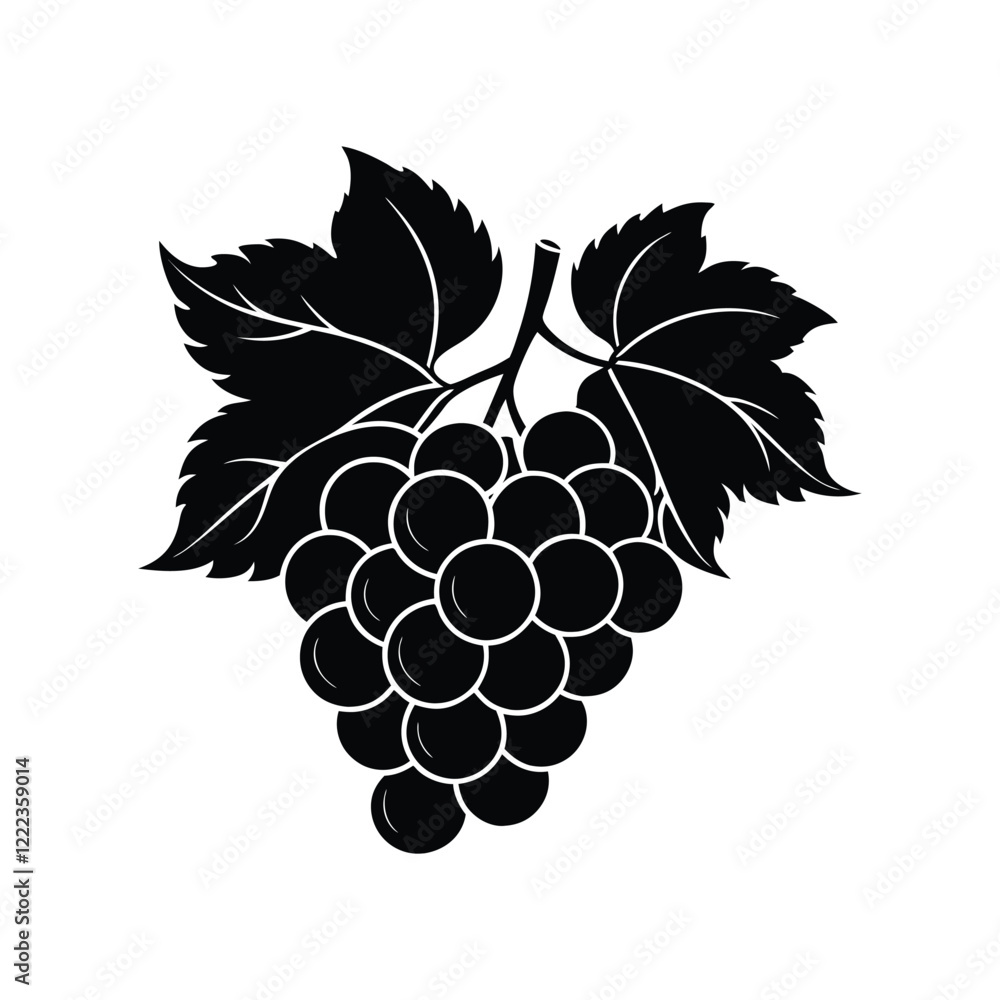 Obraz premium illustration of grapes vector silhouette