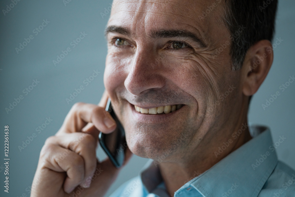 Portrait of smiling businessman on cell phone Portrait of smiling businessman on cell phone