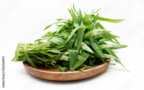 water spinach or kale green or kangkung in Indonesia isolated on white background.