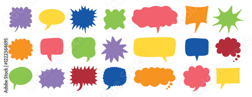 colorful speech bubbles set. Hand drawn vector cute communication bubbles. speech bubble collection