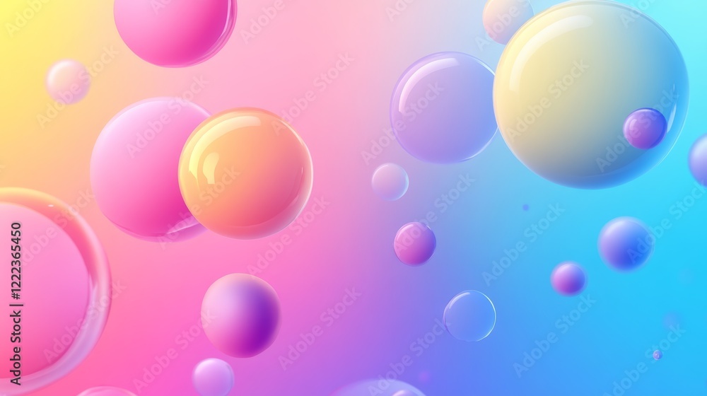 Abstract Pastel Rainbow Bubble Background, Colorful Spheres Floating in a Dreamy Atmosphere Abstract Pastel Rainbow Bubble Background, Colorful Spheres Floating in a Dreamy Atmosphere