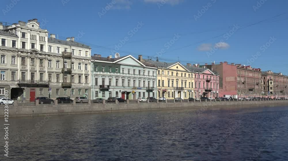 View of Fontanka Embankment on a sunny March day. Saint Petersburg View of Fontanka Embankment on a sunny March day. Saint Petersburg