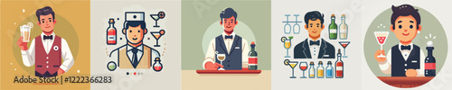 Bartender vector set