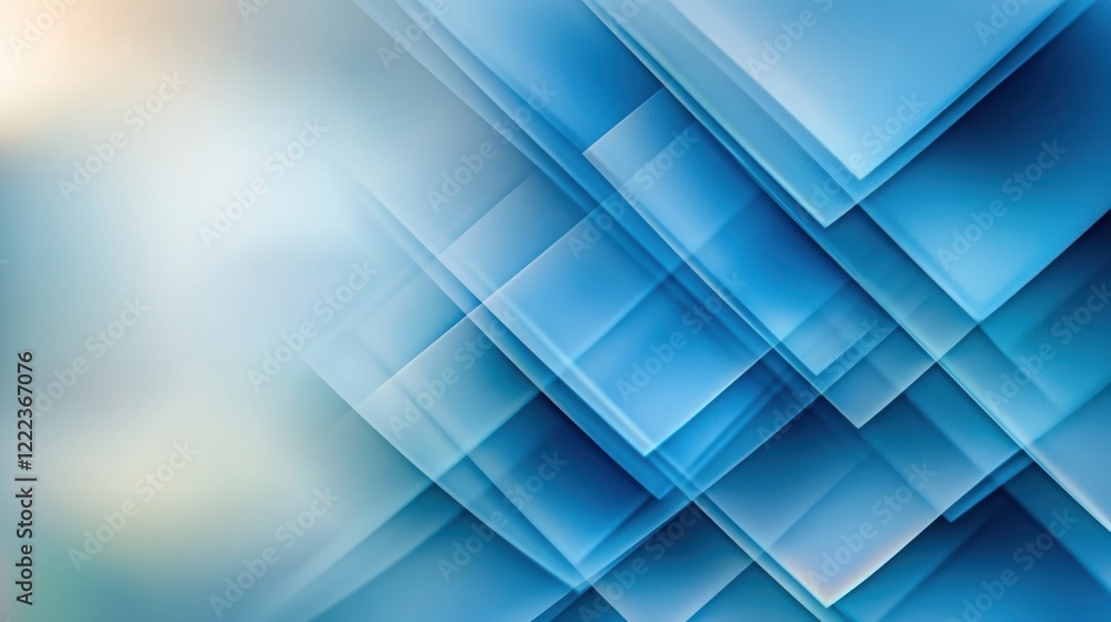 Fototapeta premium Abstract Blue Background with Overlapping Squares and Soft Blur Effect