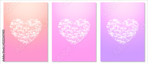 Many of hearts Stacked together in a distributed manner Use it as a background for a love story.