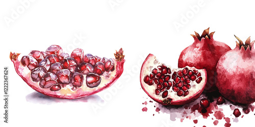 Pomegranate. Watercolor illustration on white background