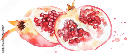 Pomegranate. Watercolor illustration on white background