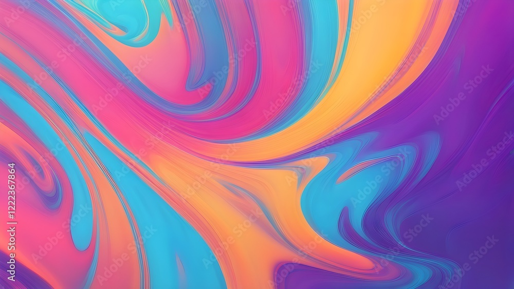 Obraz premium Abstract swirling vibrant pink, orange, purple, and teal marble texture background.
