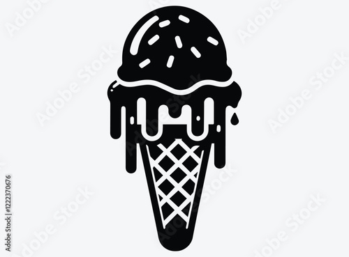 Ice Cream Cone Silhouette Vector