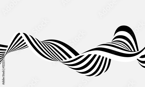 Black and white wave. Abstract wave design with optical illusion. Abstract background.