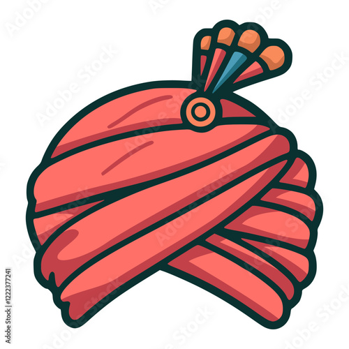turban traditional hat ethnic accessories fashion flat color vector illustration template design
