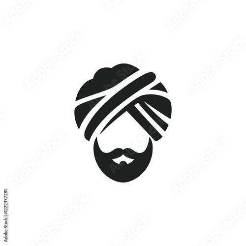 man with beard wearing turban profile avatar logo vector illustration template design