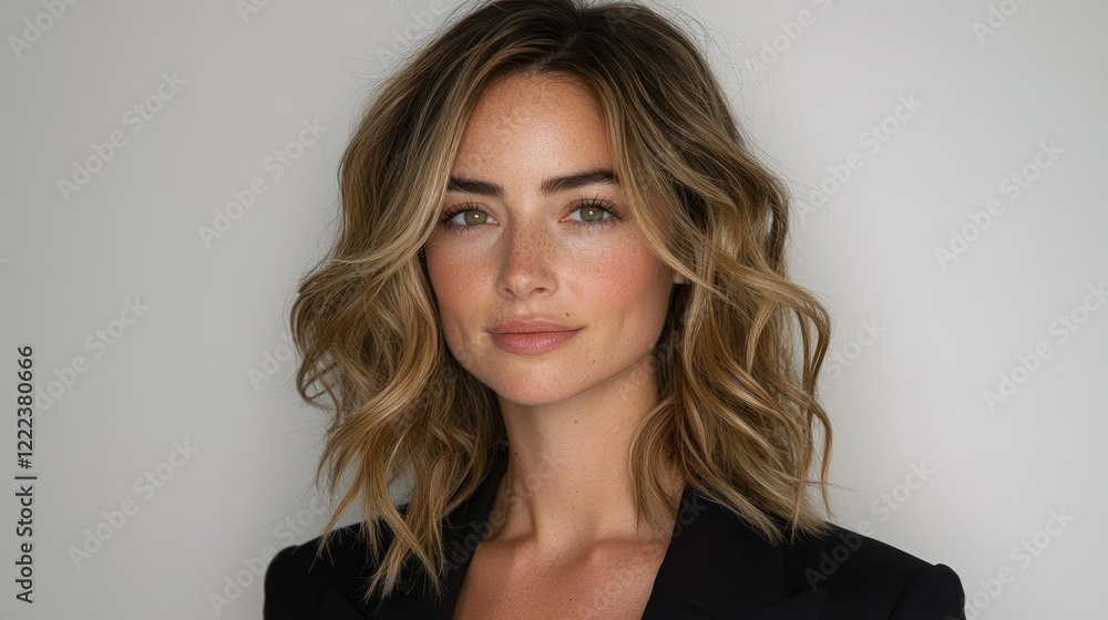 Stunning Woman with Wavy Blonde Hair in a Black Blazer Stunning Woman with Wavy Blonde Hair in a Black Blazer