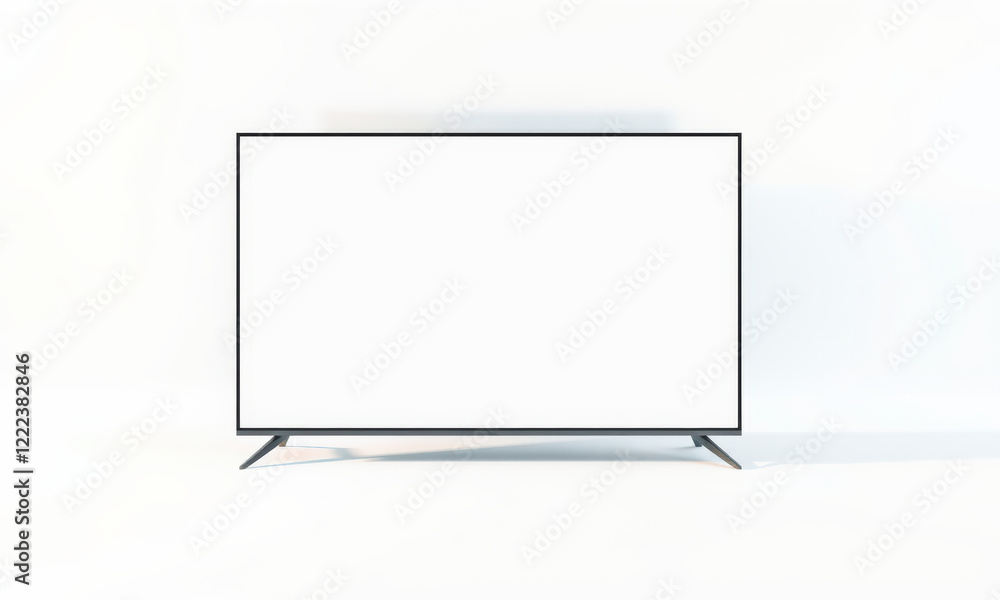 Modern television mockup with sleek design and blank screen, perfect for showcasing digital content or advertisements. Ideal for presentations and marketing materials Modern television mockup with sleek design and blank screen, perfect for showcasing digital content or advertisements. Ideal for presentations and marketing materials