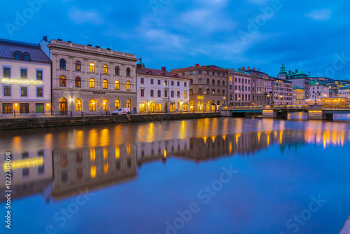 Sweden, Gothenburg, historic city center with view of Soedra hamngatan on the canal photo