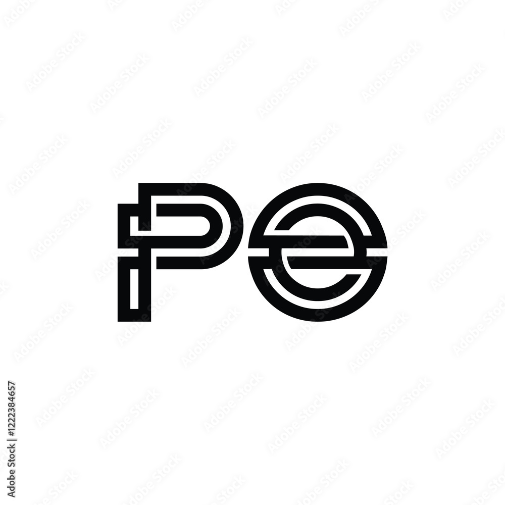 Obraz premium PO monogram logo design letter text name symbol monochrome logotype alphabet character simple logo