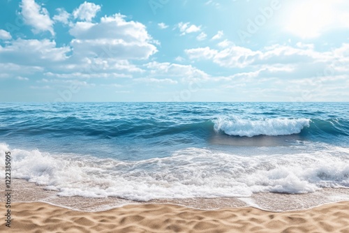 Ocean Blue Waves And Clear Sea Water On Beach,.