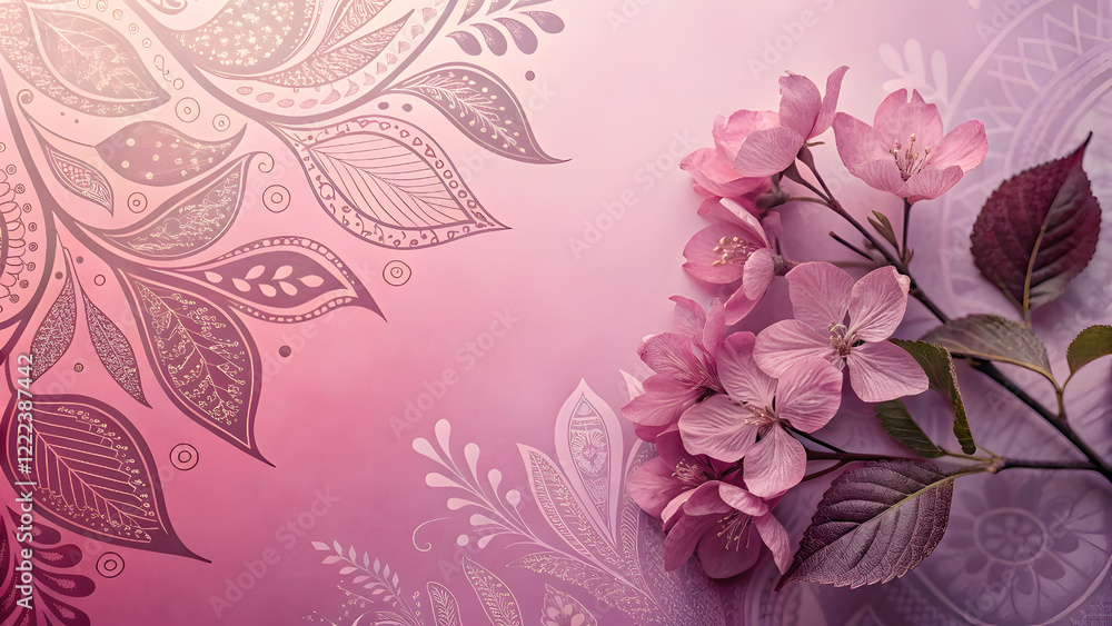 Pink-Purple Gradient with Floral and Leaf Patterns for Illustrations. Perfect for: weddings, branding, creative illustrations Pink-Purple Gradient with Floral and Leaf Patterns for Illustrations. Perfect for: weddings, branding, creative illustrations