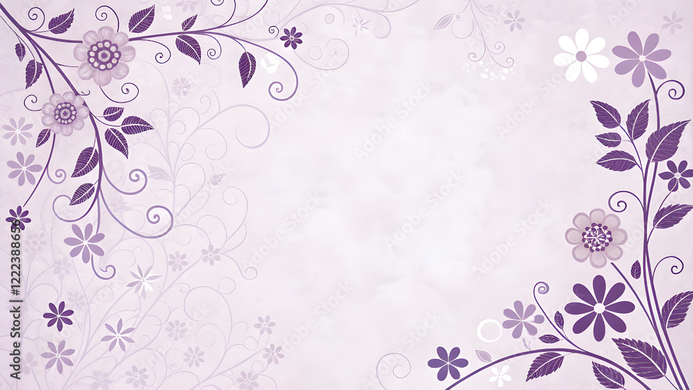 Lavender Background with Floral and Vine Patterns for Greetings. Perfect for: sympathy cards, Mother's Day, casual greetings Lavender Background with Floral and Vine Patterns for Greetings. Perfect for: sympathy cards, Mother's Day, casual greetings