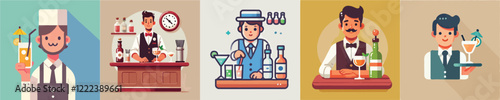 Bartender vector set