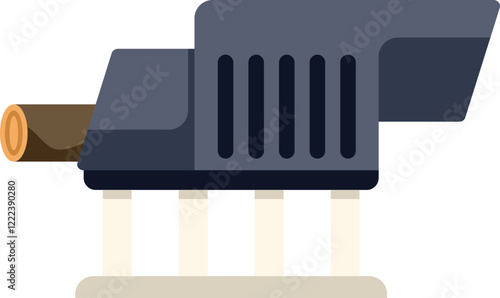 Wood chipper processing wood logs into chips, forestry and gardening equipment