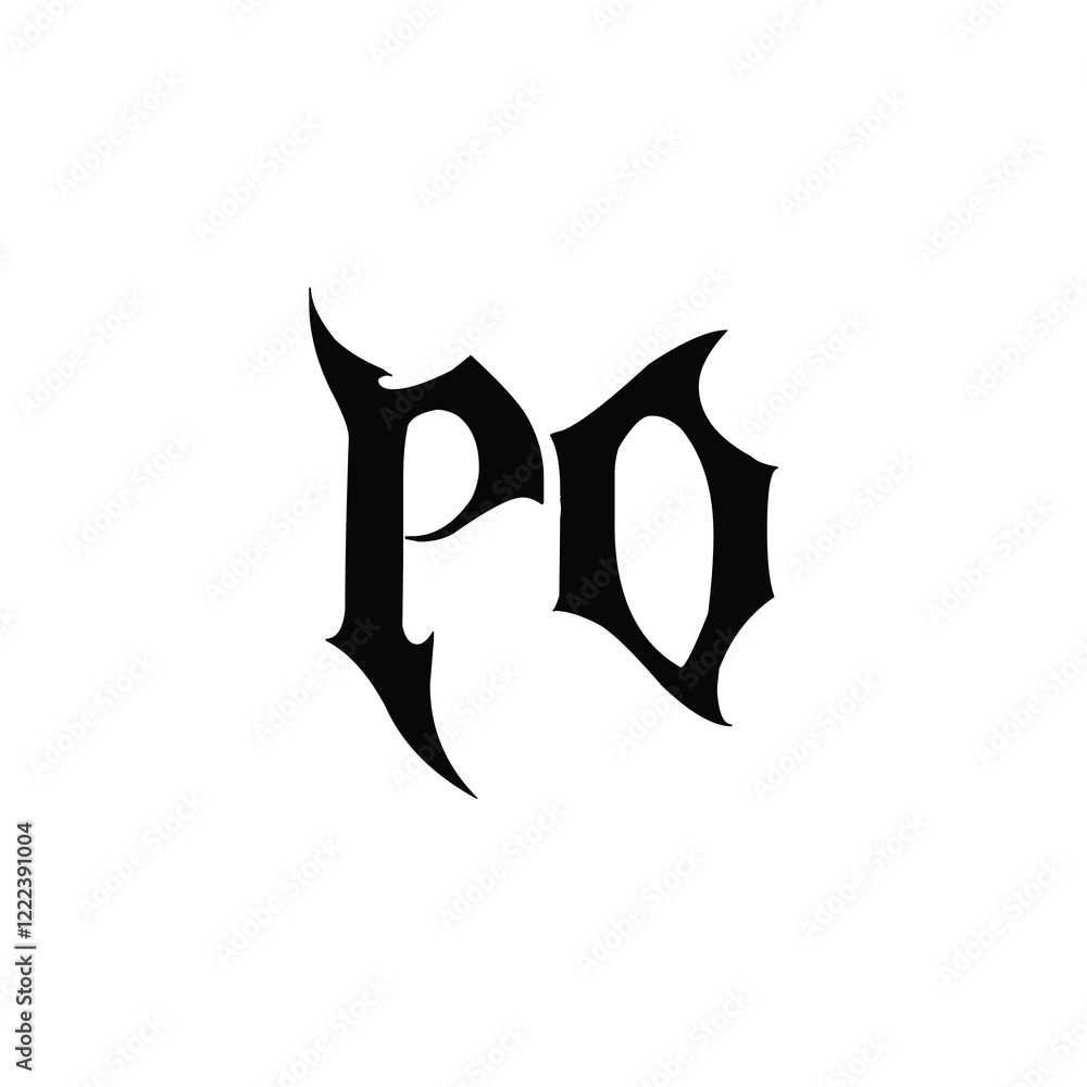 Obraz premium PO monogram logo design letter text name symbol monochrome logotype alphabet character simple logo