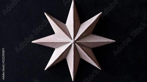 Elegant Dusty Rose Ten Pointed Star on Black Background