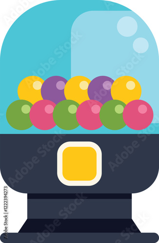 Colorful gumball vending machine dispensing candy and treats for sale