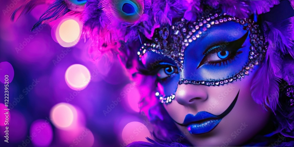 Fototapeta premium mardi gras 2025 contemporary stylish young woman for the 2025 mardi gras holiday season