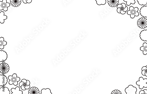 白黒花柄の和柄フレーム