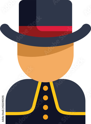 Magician character wearing a suit and top hat performing a magic trick or illusion