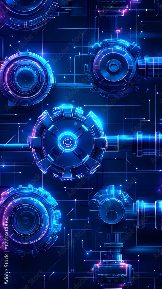 Glowing gears circuit board tech wallpaper Glowing gears circuit board tech wallpaper