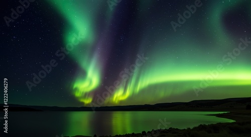 Wallpaper Mural Breathtaking northern lights dance over serene lake at night Torontodigital.ca